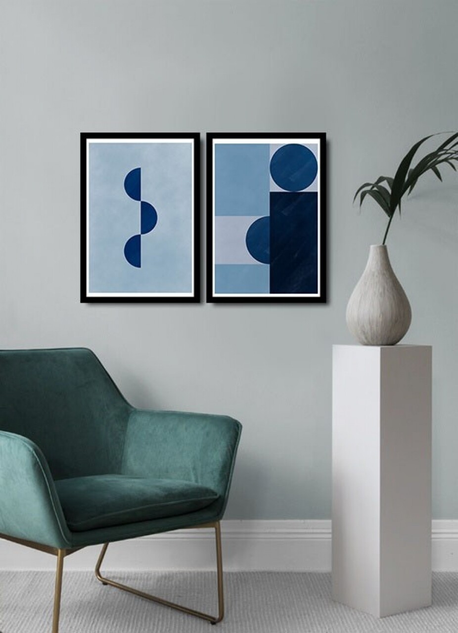 Set 2 tablouri decorative, Alpha Wall, Blue Abstract, 36x51 cm - imagine 3
